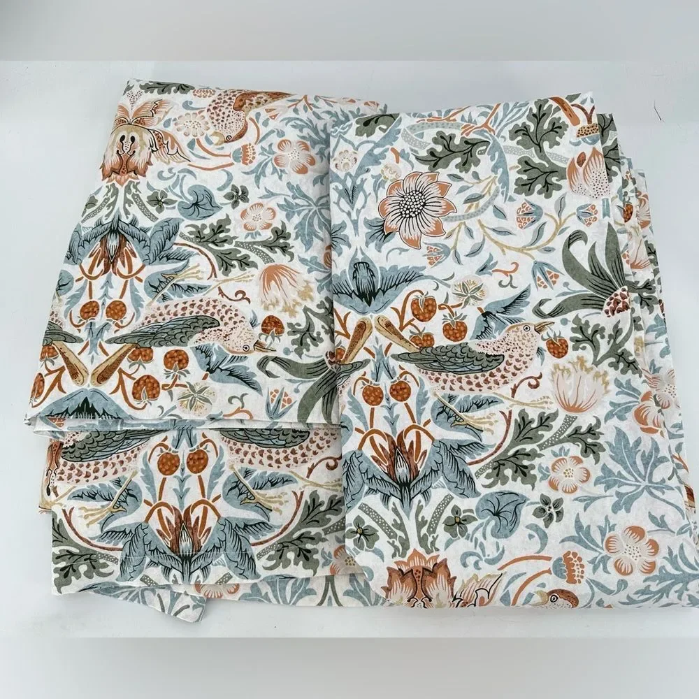 William Morris 2pc BLACKOUT Strawberry Thief Saffron Window Curtains 50x84 Heavy